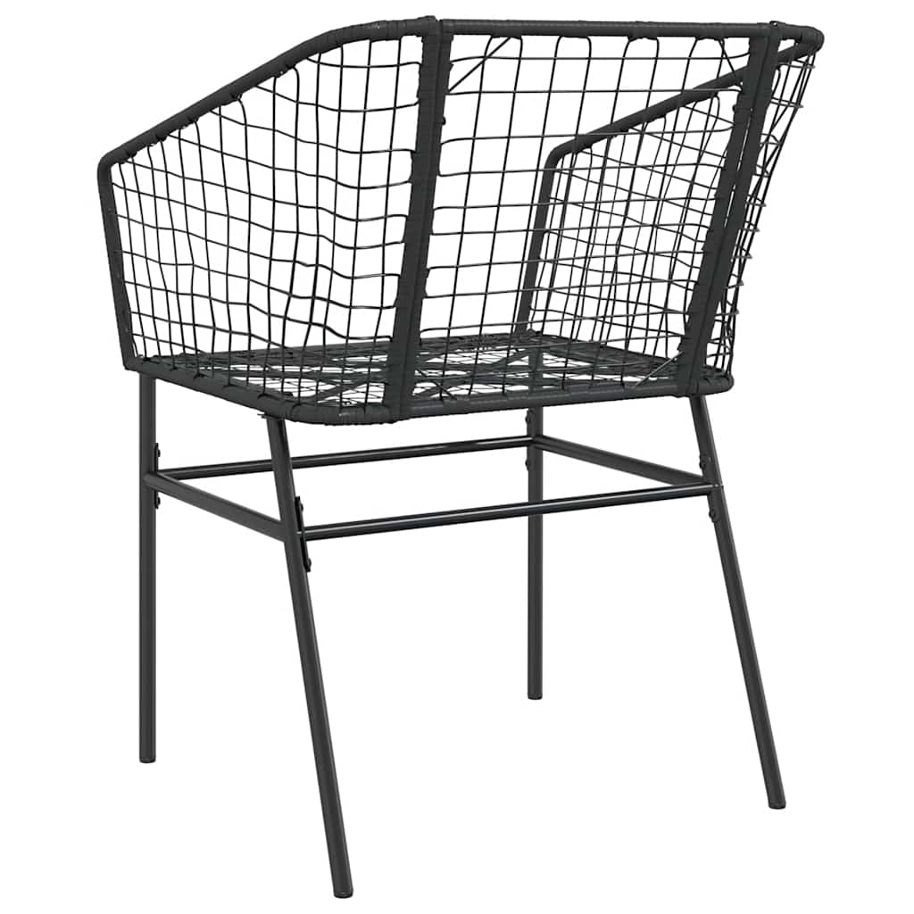 Garden Chair | Black | PE Rattan, Powder-Coated Steel | Durable