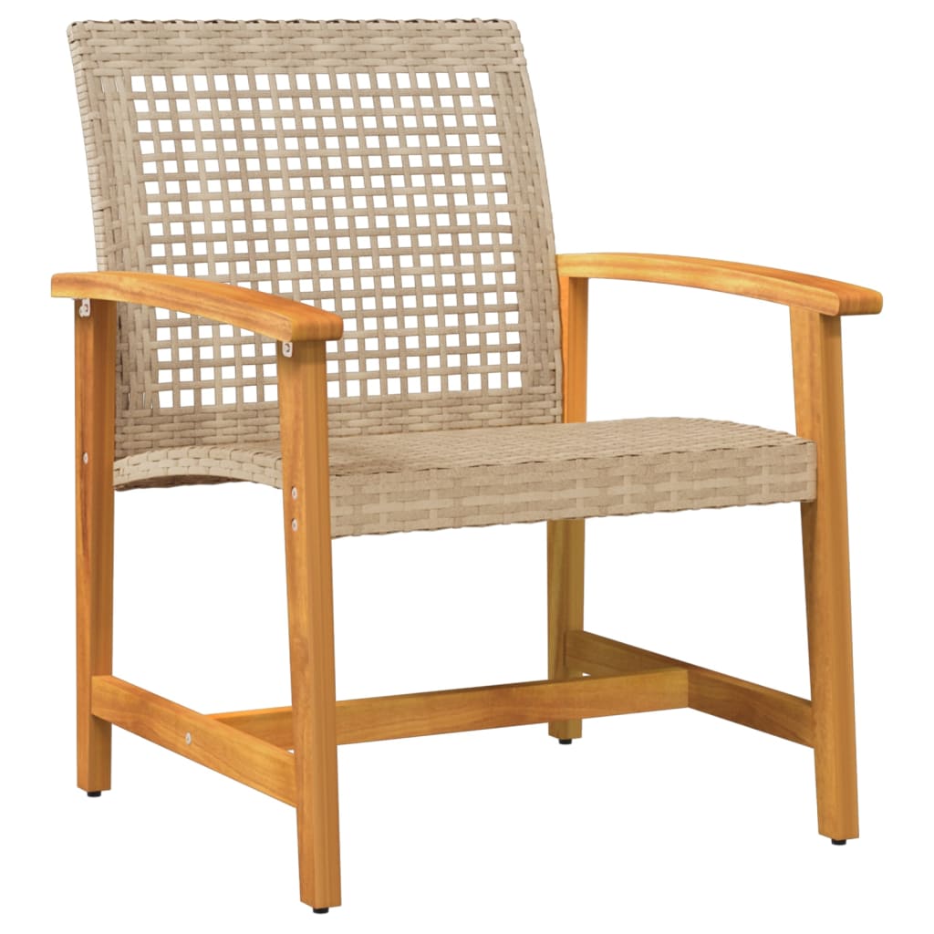 vidaXL Garden Chairs 2 pcs Beige Poly Rattan and Acacia Wood