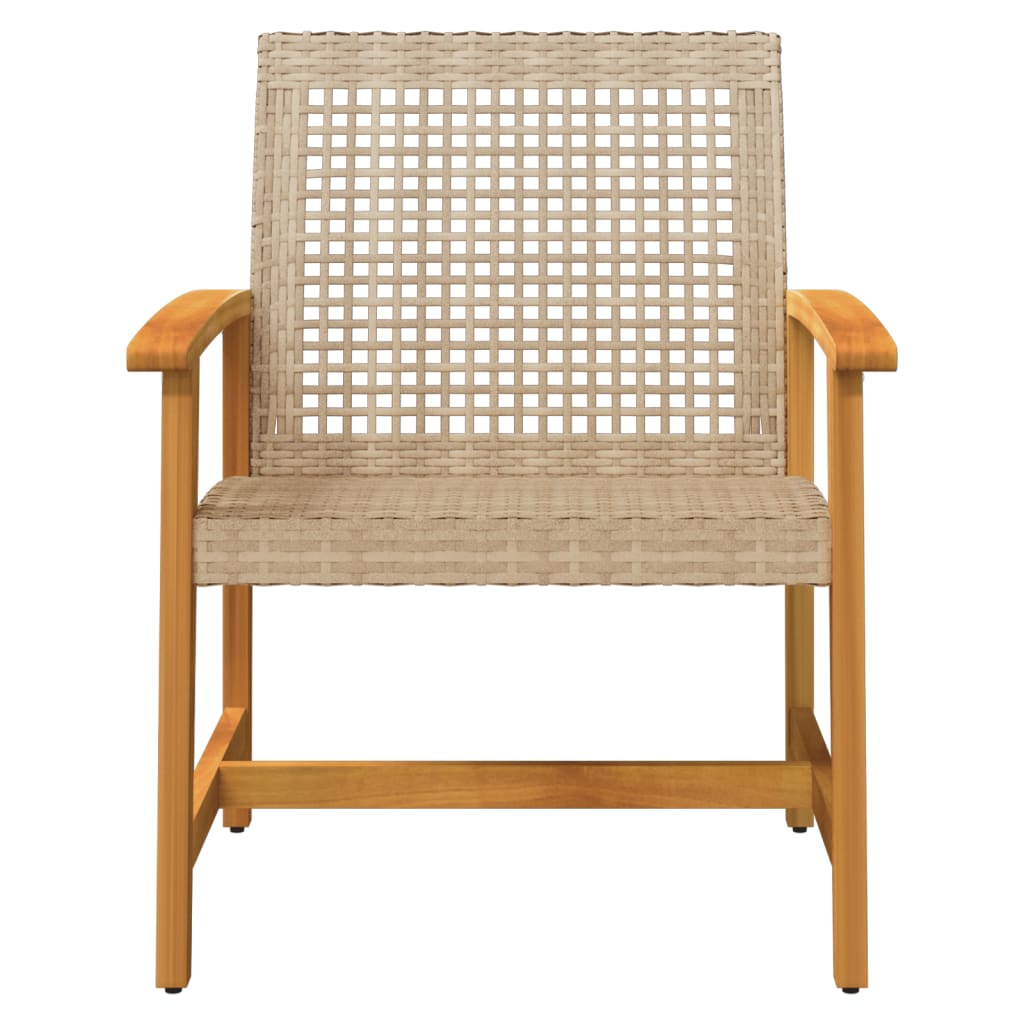 vidaXL Garden Chairs 2 pcs Beige Poly Rattan and Acacia Wood