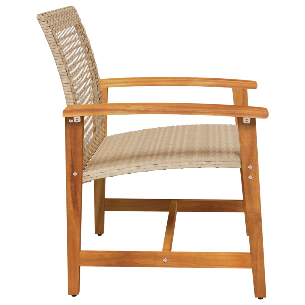 vidaXL Garden Chairs 2 pcs Beige Poly Rattan and Acacia Wood