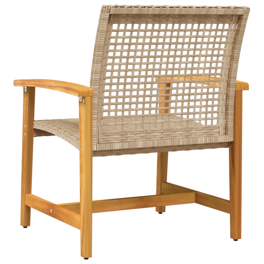 vidaXL Garden Chairs 2 pcs Beige Poly Rattan and Acacia Wood