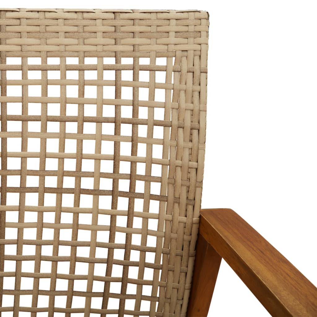 vidaXL Garden Chairs 2 pcs Beige Poly Rattan and Acacia Wood