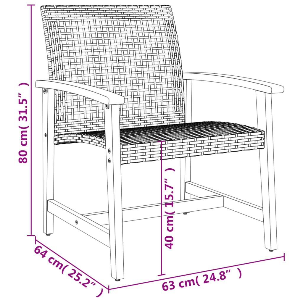 vidaXL Garden Chairs 2 pcs Beige Poly Rattan and Acacia Wood