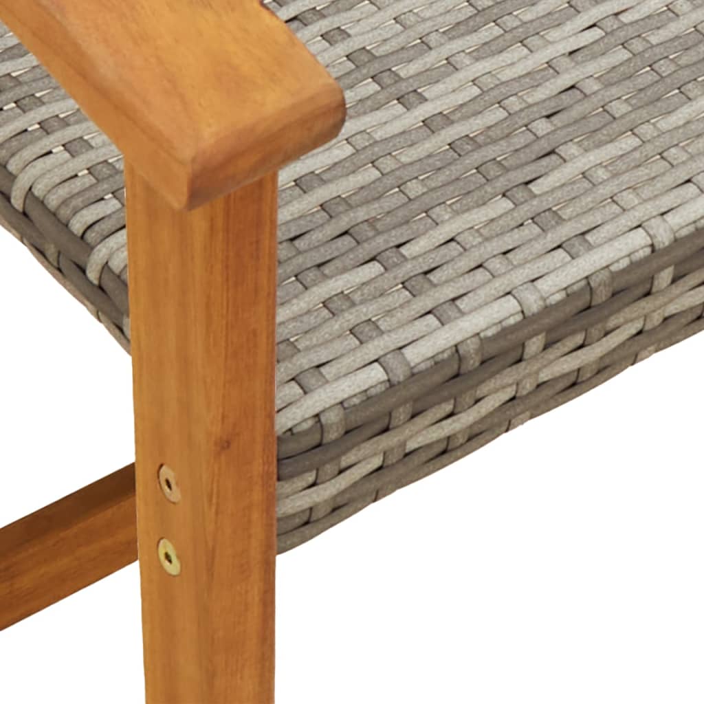 Garden Bench Grey 112 cm Poly Rattan and Acacia Wood