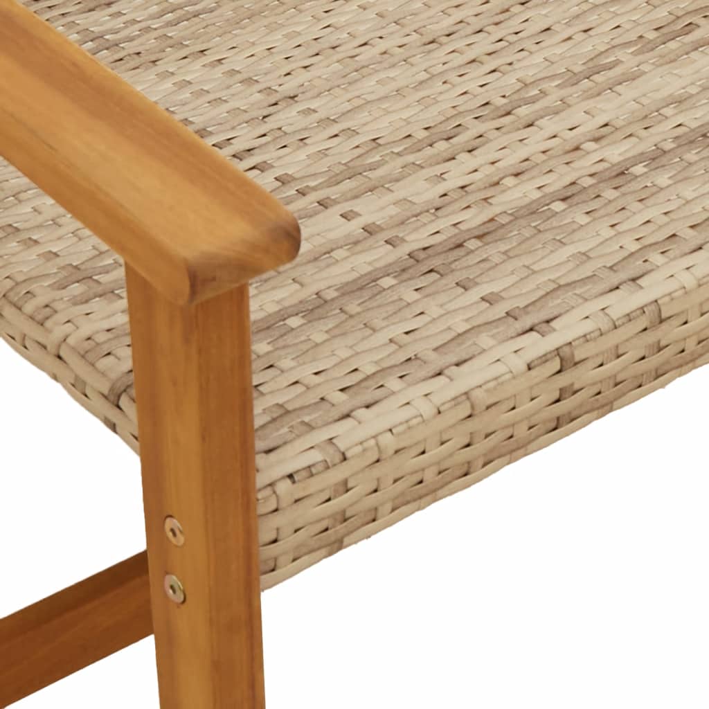 Garden Bench Beige 112 cm Poly Rattan and Acacia Wood