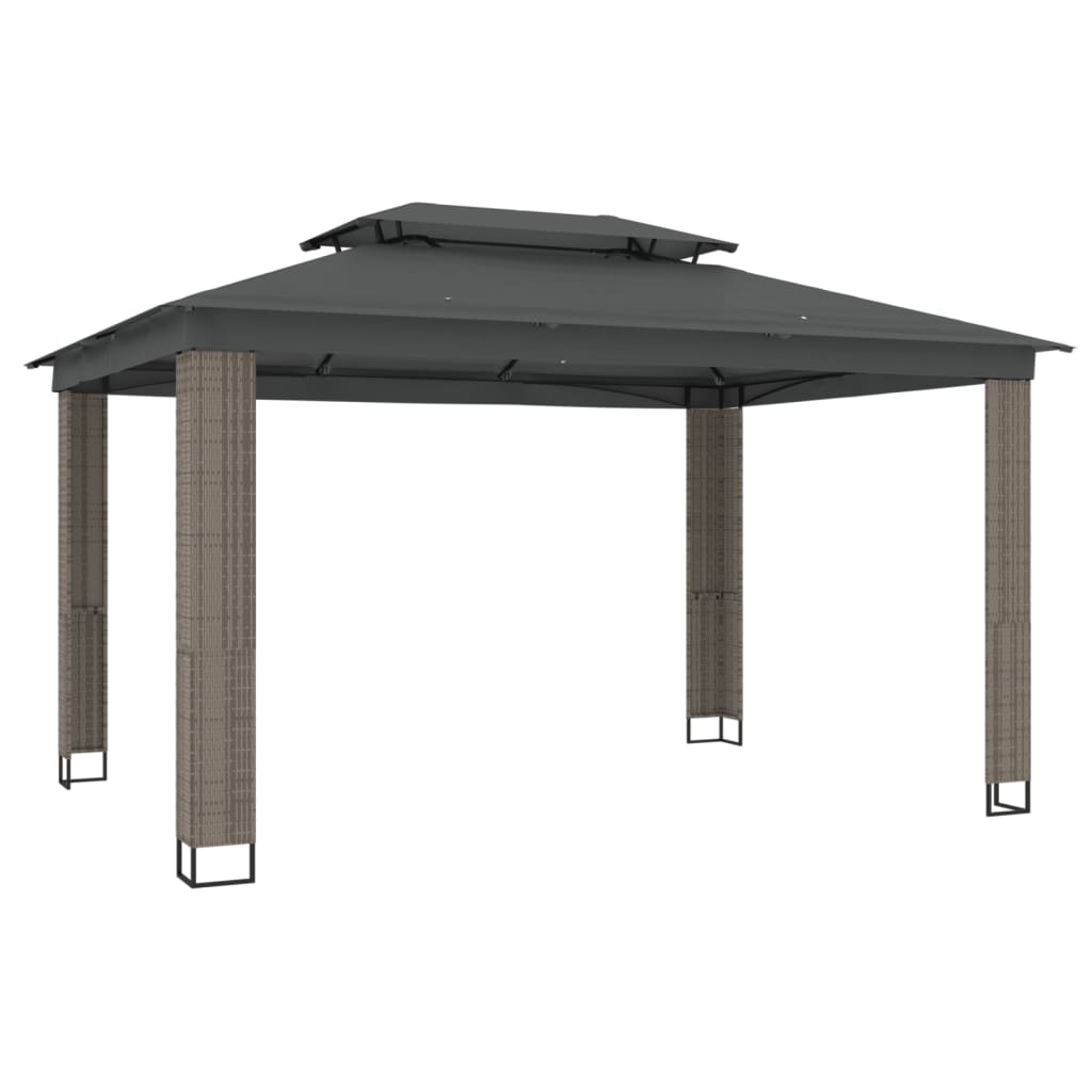 vidaXL Gazebo with Double Roof Anthracite 3.94x2.96 m Steel