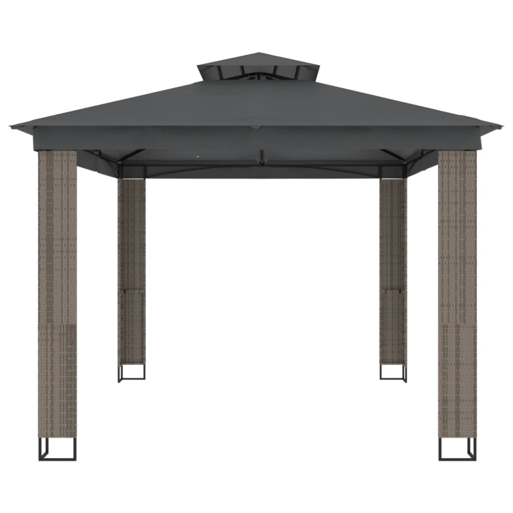 vidaXL Gazebo with Double Roof Anthracite 3.94x2.96 m Steel