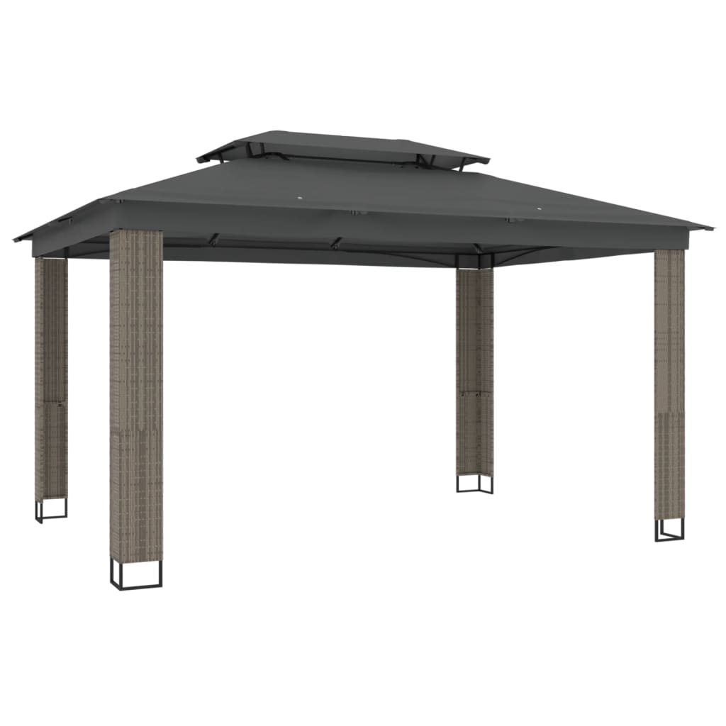 vidaXL Gazebo with Double Roof Anthracite 3.94x2.96 m Steel