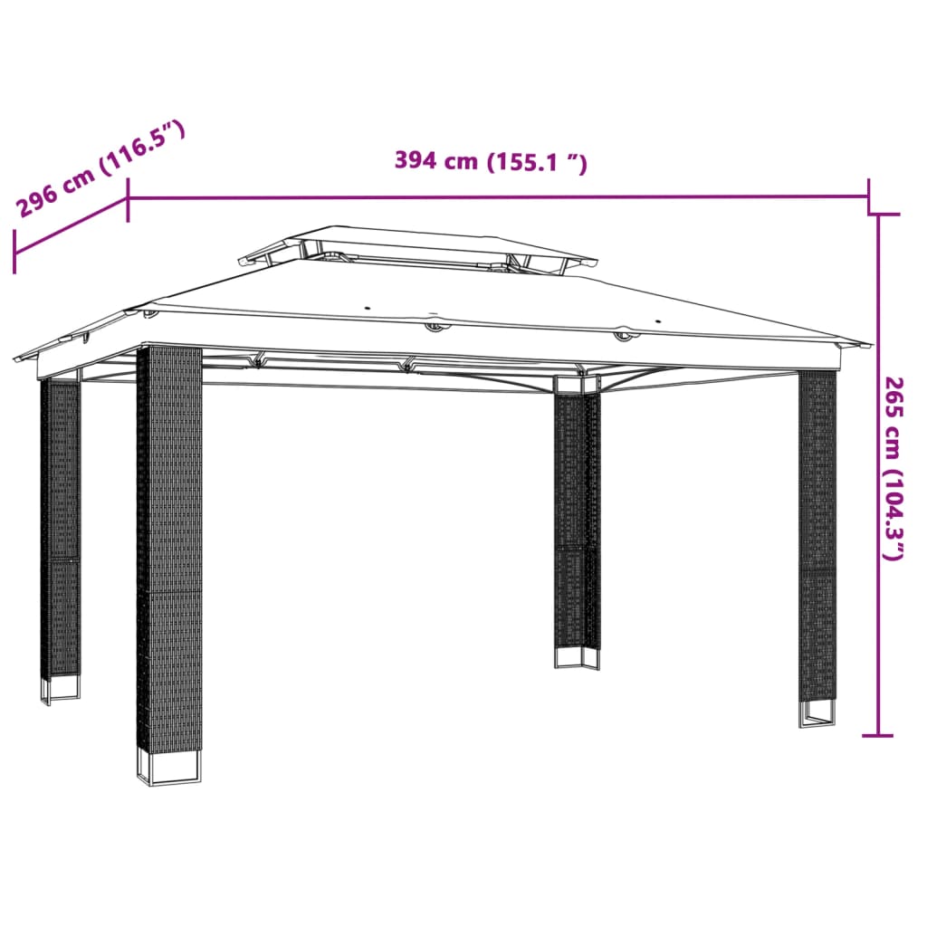 vidaXL Gazebo with Double Roof Anthracite 3.94x2.96 m Steel