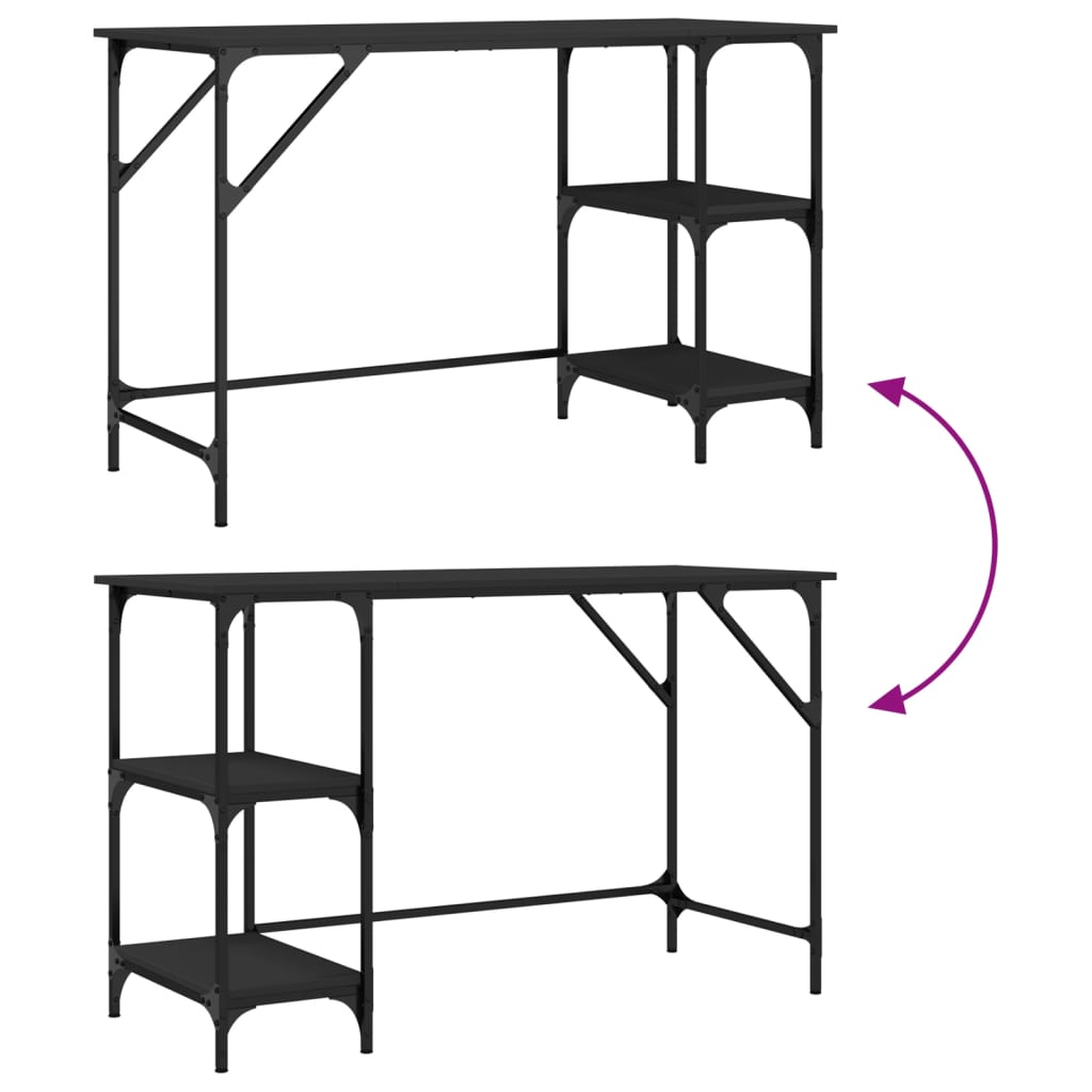 vidaXL Desk Black 120x50x75 cm Metal and Engineered Wood