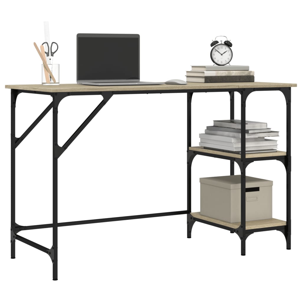 vidaXL Desk Sonoma Oak 120x50x75 cm Metal and Engineered Wood