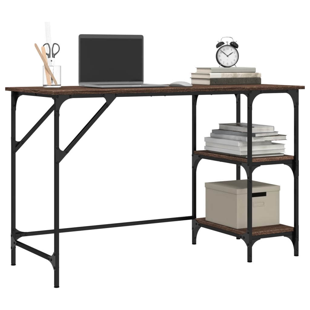 vidaXL Desk Brown Oak 120x50x75 cm Metal and Engineered Wood