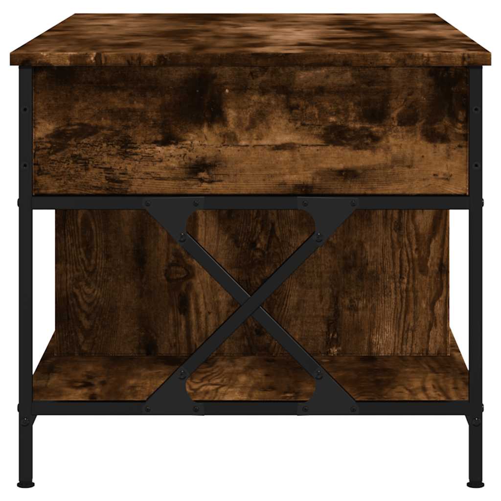 Coffee Table Smoked Oak 100x55x50 cm Engineered Wood and Metal