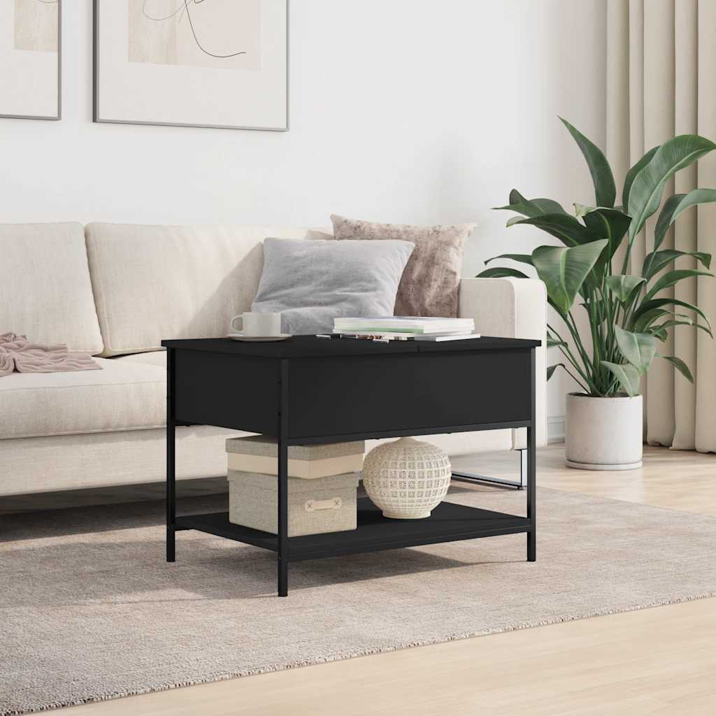 Coffee Table Black 70x50x50 cm Engineered Wood and Metal