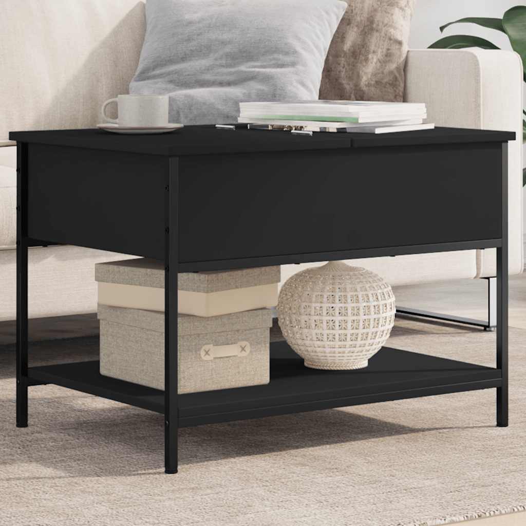Coffee Table Black 70x50x50 cm Engineered Wood and Metal