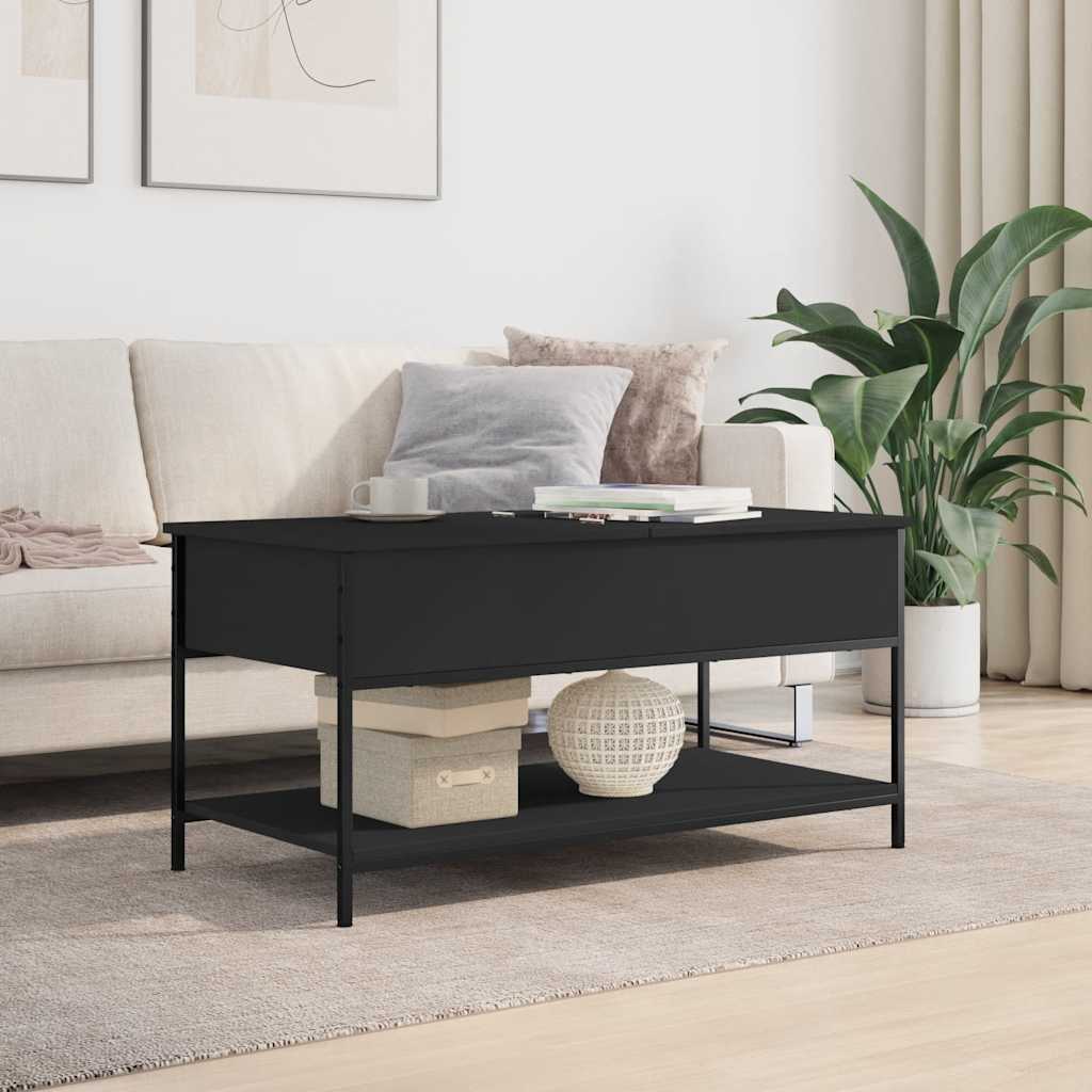 Coffee Table Black 100x50x50 cm Engineered Wood and Metal