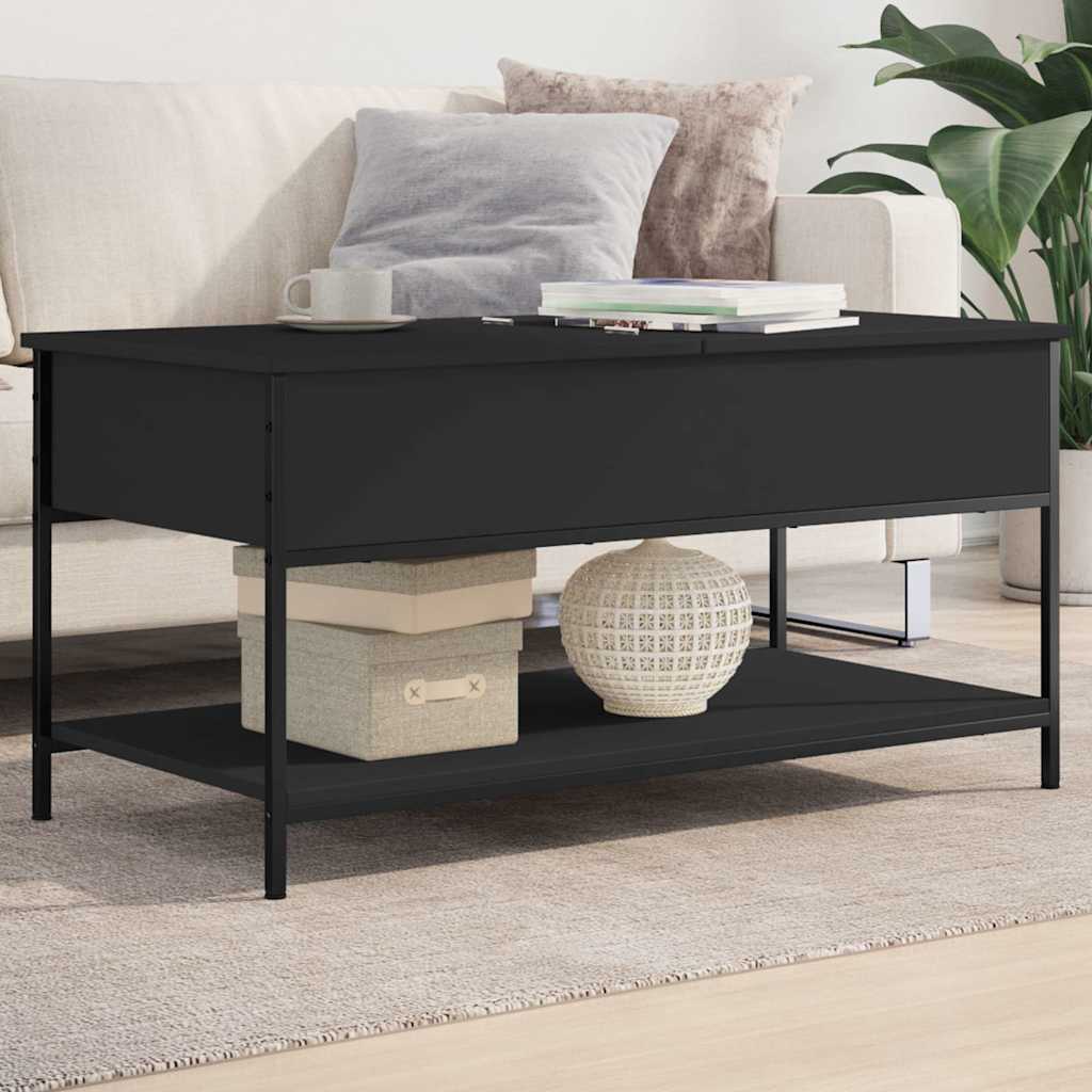 Coffee Table Black 100x50x50 cm Engineered Wood and Metal