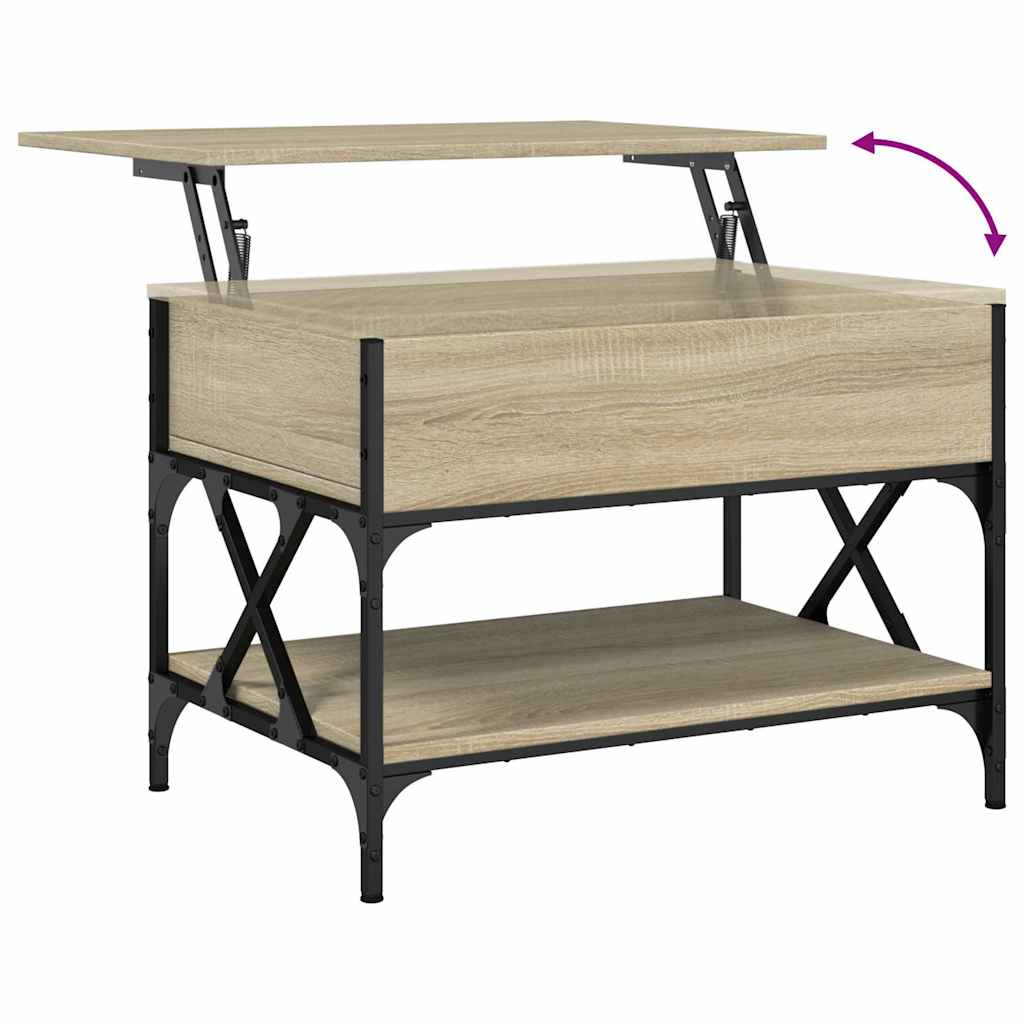 Coffee Table Sonoma Oak 70x50x50 cm Engineered Wood and Metal