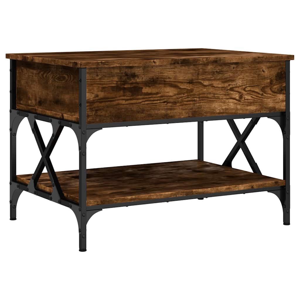 Coffee Table Smoked Oak 70x50x50 cm Engineered Wood and Metal
