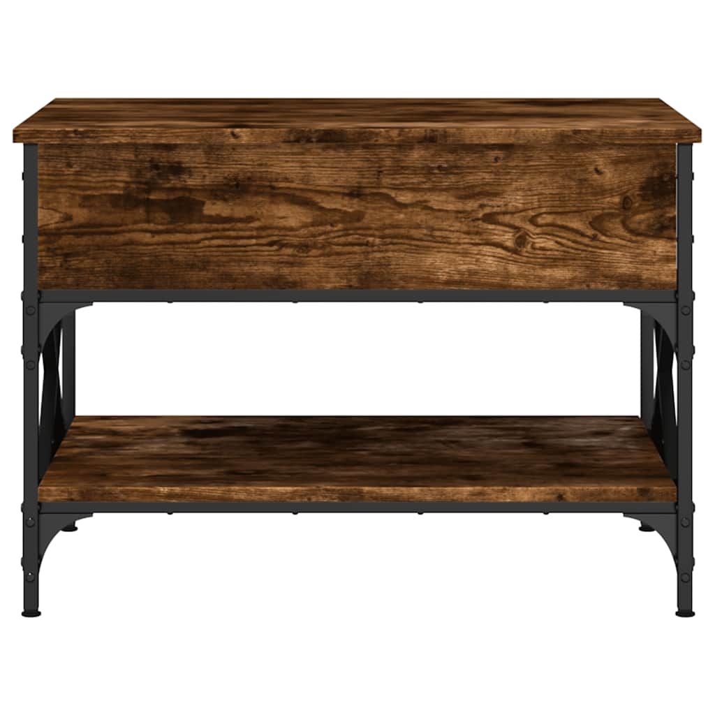 Coffee Table Smoked Oak 70x50x50 cm Engineered Wood and Metal