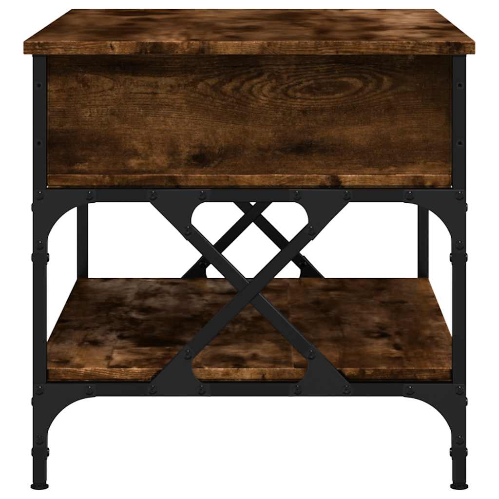 Coffee Table Smoked Oak 70x50x50 cm Engineered Wood and Metal