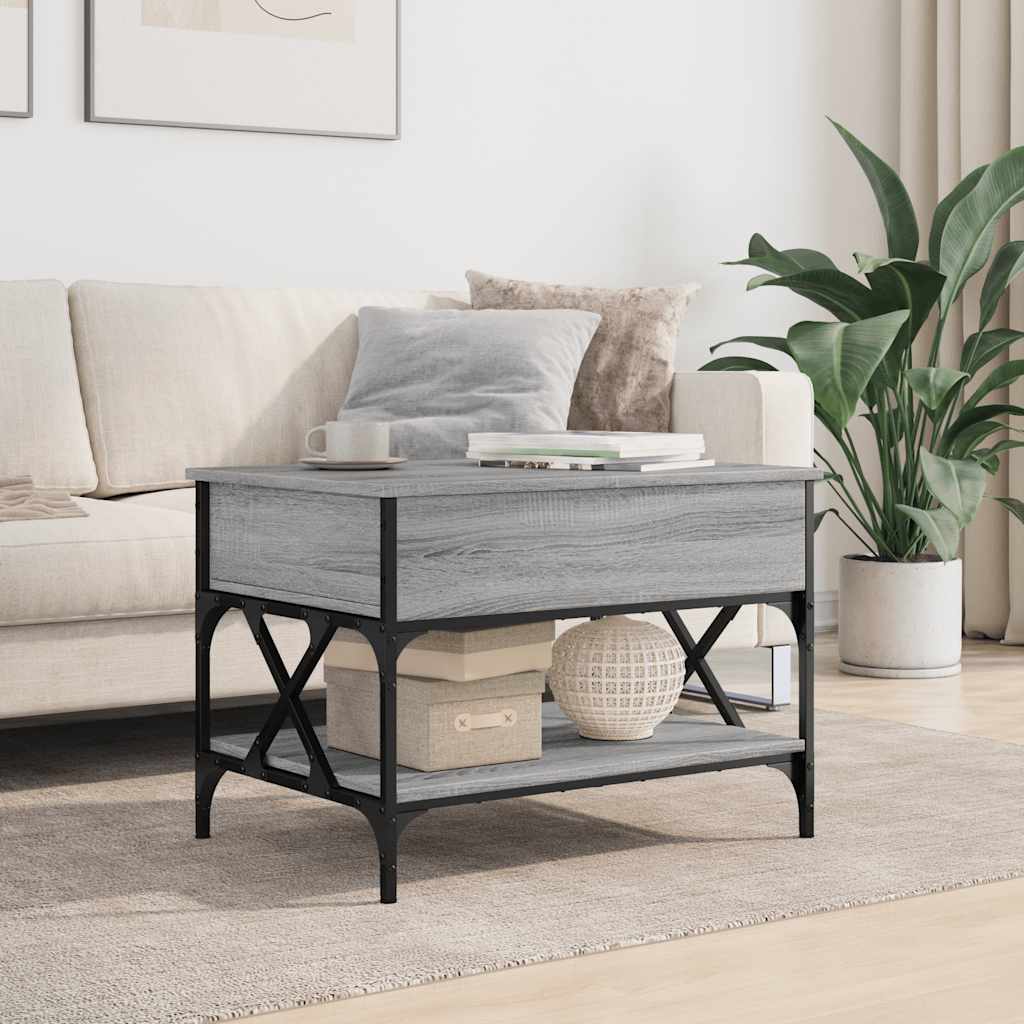 Coffee Table Grey Sonoma 70x50x50 cm Engineered Wood and Metal