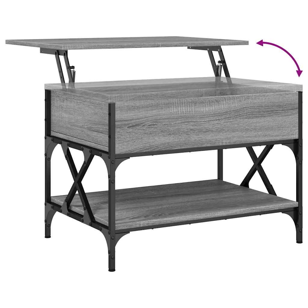 Coffee Table Grey Sonoma 70x50x50 cm Engineered Wood and Metal