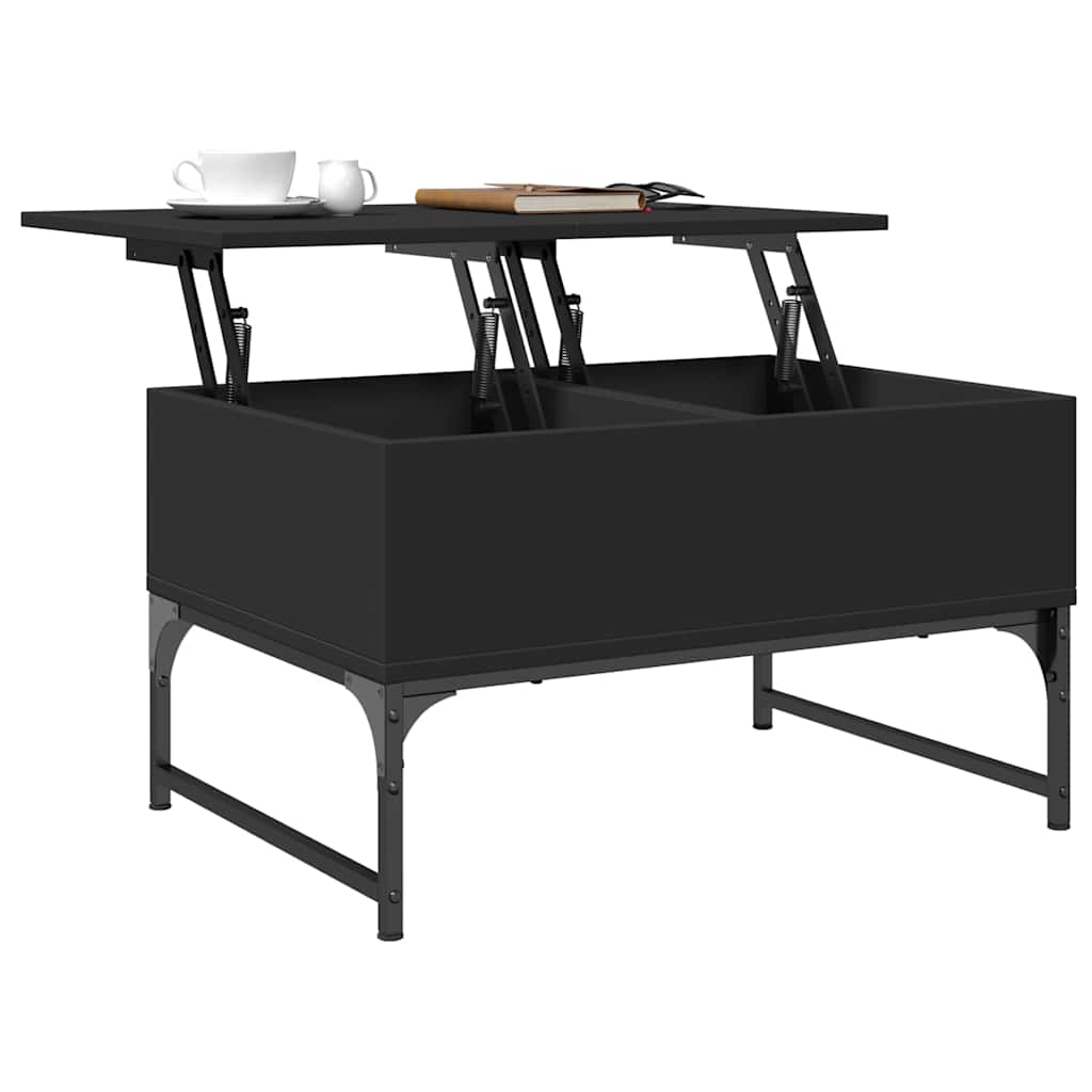 Coffee Table Black 70x50x40 cm Engineered Wood and Metal
