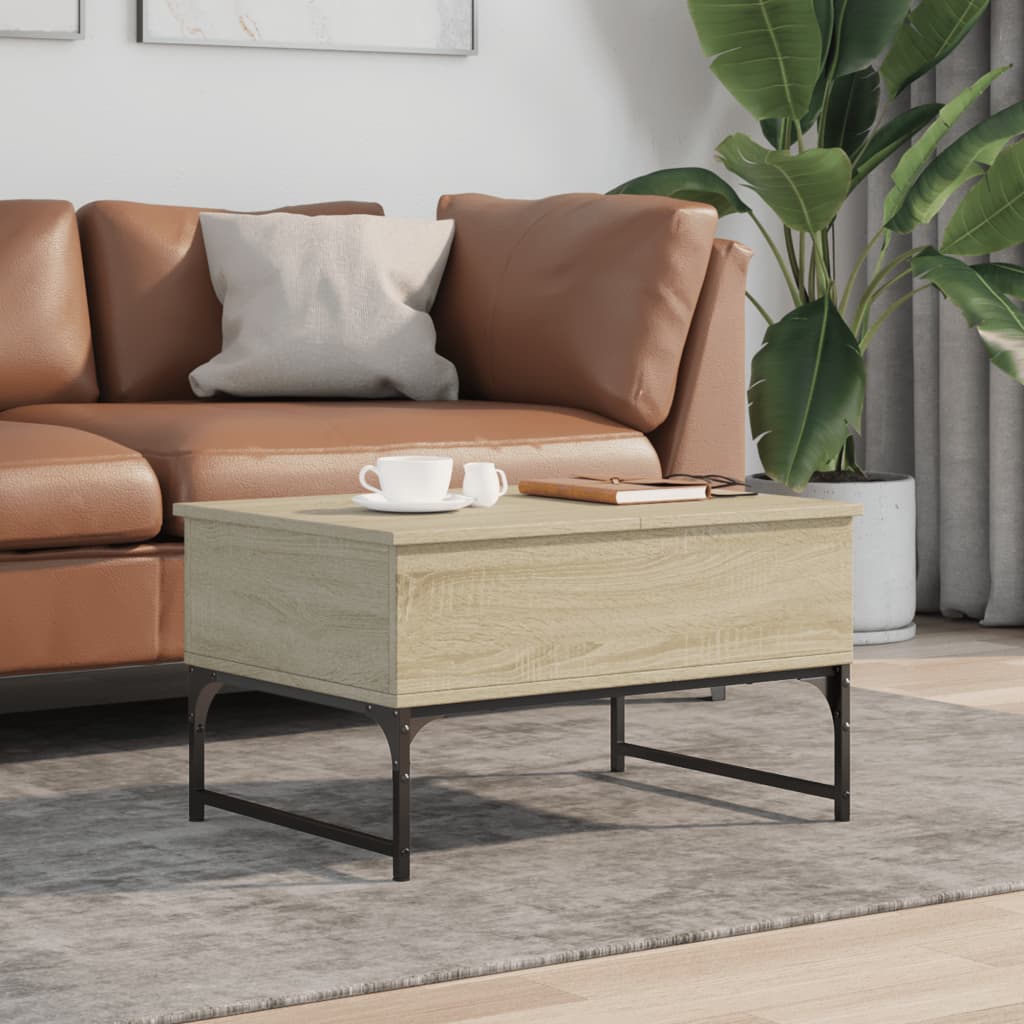 vidaXL Coffee Table Sonoma Oak 70x50x40 cm Engineered Wood and Metal