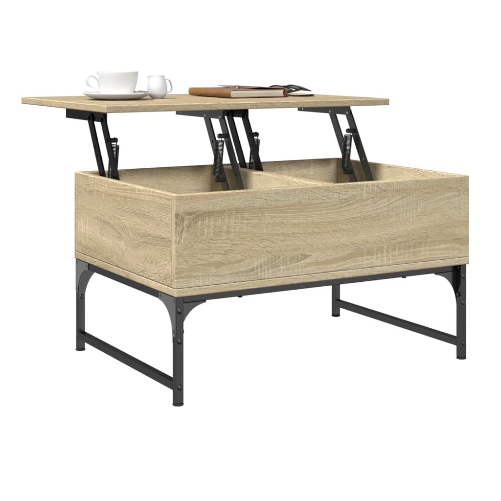 vidaXL Coffee Table Sonoma Oak 70x50x40 cm Engineered Wood and Metal