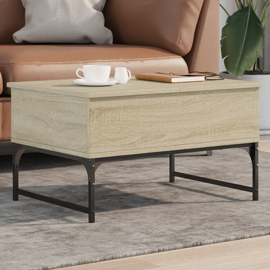 vidaXL Coffee Table Sonoma Oak 70x50x40 cm Engineered Wood and Metal