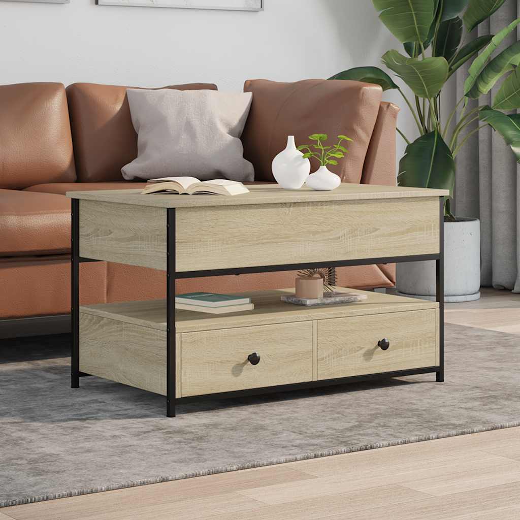 Coffee Table Sonoma Oak 85x50x50 cm Engineered Wood and Metal