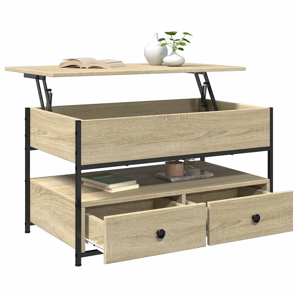Coffee Table Sonoma Oak 85x50x50 cm Engineered Wood and Metal