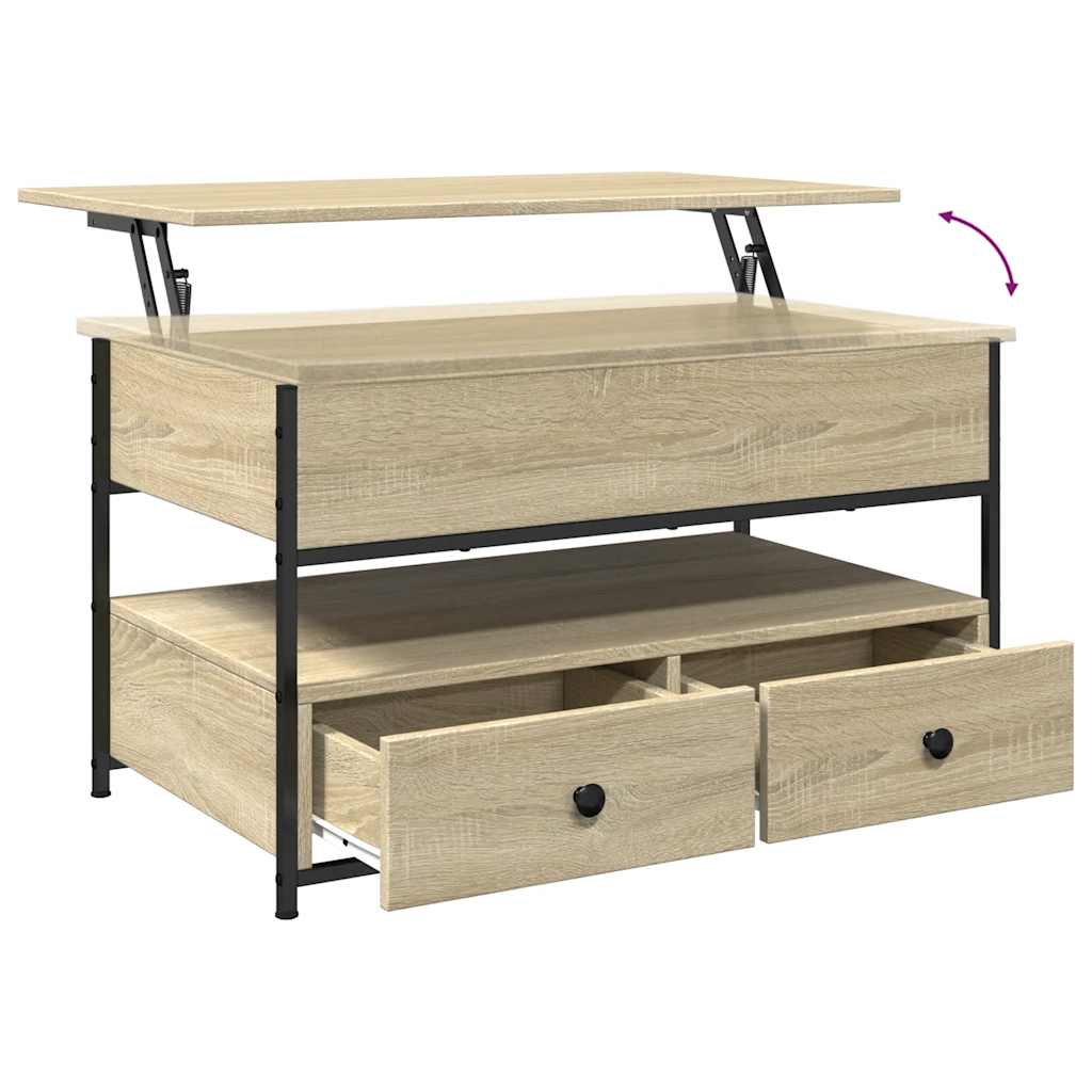 Coffee Table Sonoma Oak 85x50x50 cm Engineered Wood and Metal