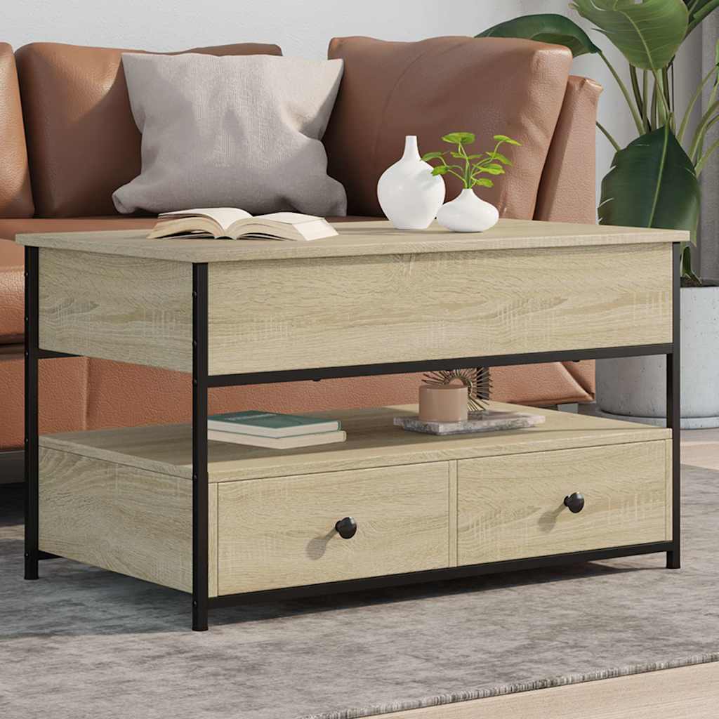 Coffee Table Sonoma Oak 85x50x50 cm Engineered Wood and Metal