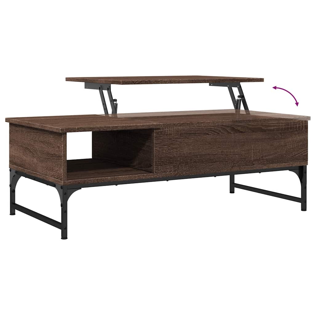 Coffee Table Brown Oak 100x50x35 cm Engineered Wood and Metal