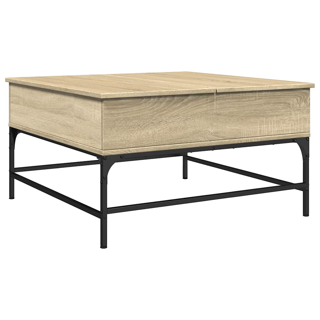 Coffee Table Sonoma Oak 80x80x45 cm Engineered Wood and Metal