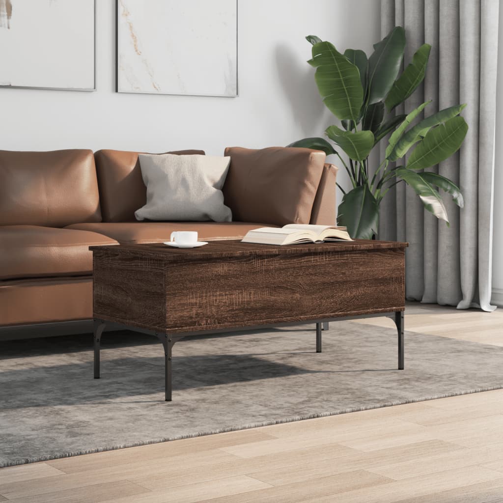 vidaXL Coffee Table Brown Oak 100x50x45 cm Engineered Wood and Metal