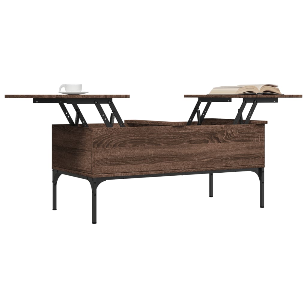 vidaXL Coffee Table Brown Oak 100x50x45 cm Engineered Wood and Metal