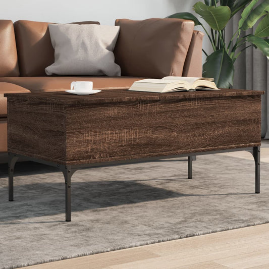 vidaXL Coffee Table Brown Oak 100x50x45 cm Engineered Wood and Metal