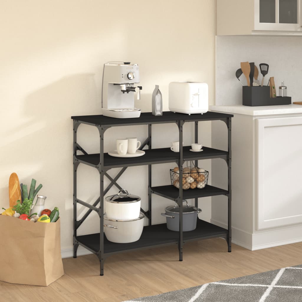 vidaXL Baker's Rack Black 90x40x84 cm Engineered Wood and Metal