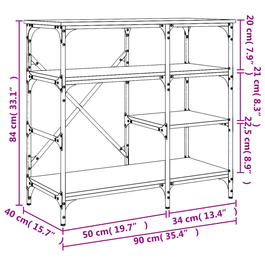 Baker's Rack Grey Sonoma 90x40x84 cm Engineered Wood and Metal