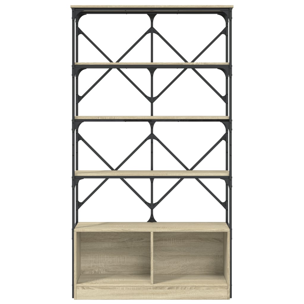 vidaXL Bookcase Sonoma Oak 100x26x180 cm Engineered Wood and Metal