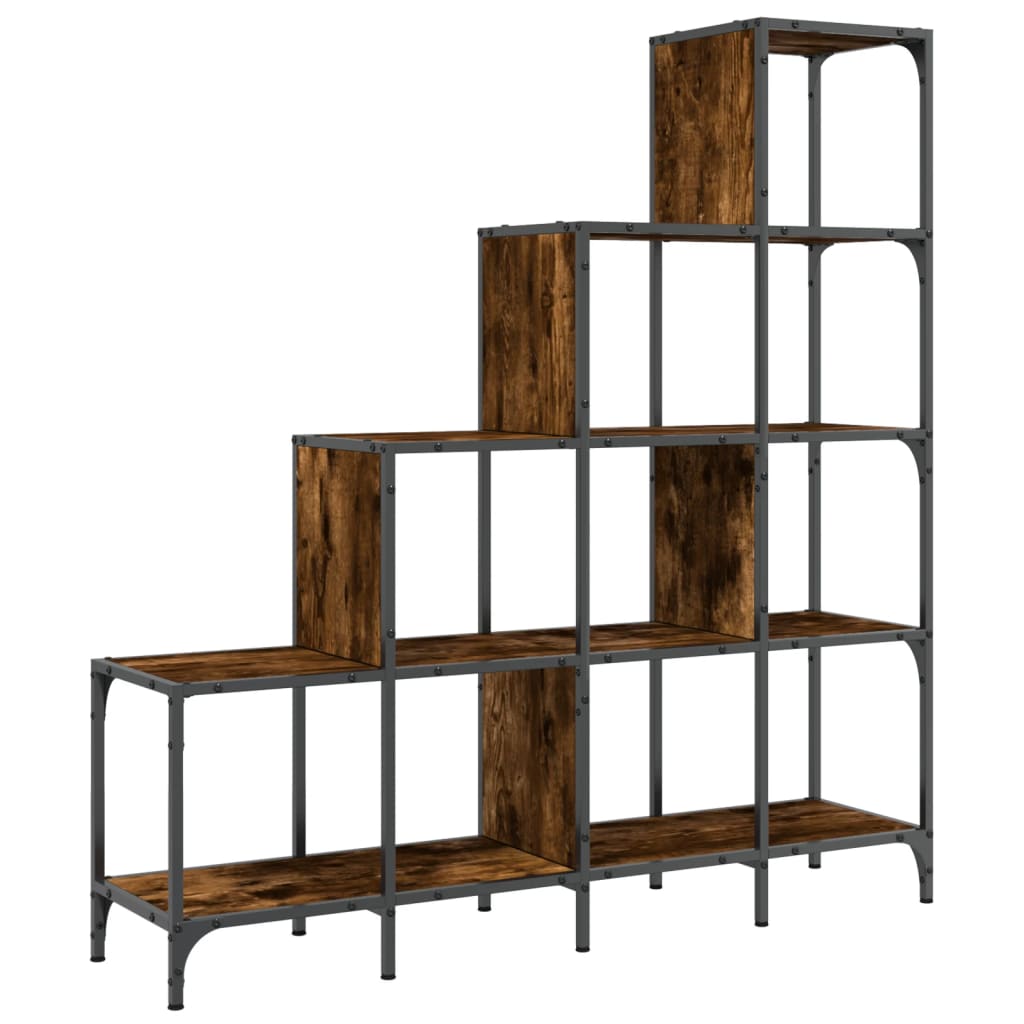 vidaXL Bookcase Smoked Oak 122x30x132 cm Engineered Wood and Metal