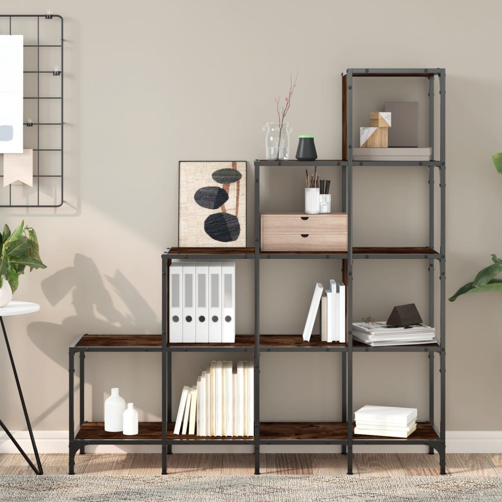 vidaXL Bookcase Smoked Oak 122x30x132 cm Engineered Wood and Metal