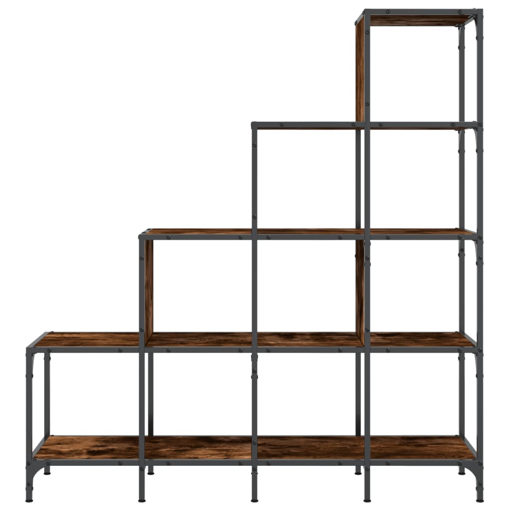 vidaXL Bookcase Smoked Oak 122x30x132 cm Engineered Wood and Metal