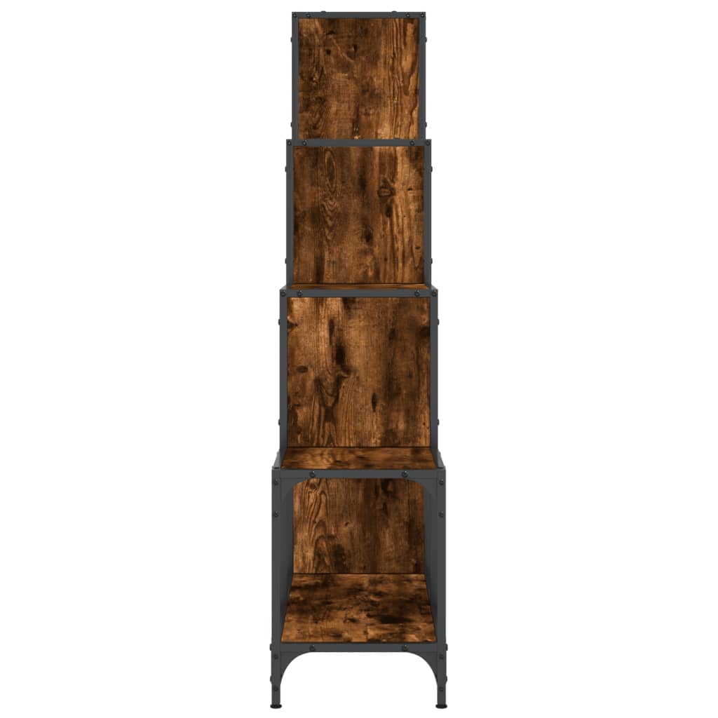 vidaXL Bookcase Smoked Oak 122x30x132 cm Engineered Wood and Metal