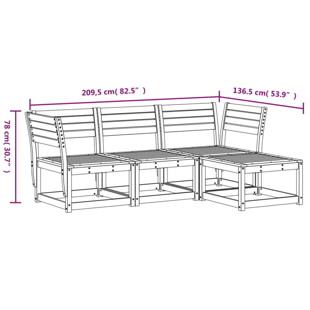 Garden Lounge Set | White | Solid Pine Wood | Medium | Modular