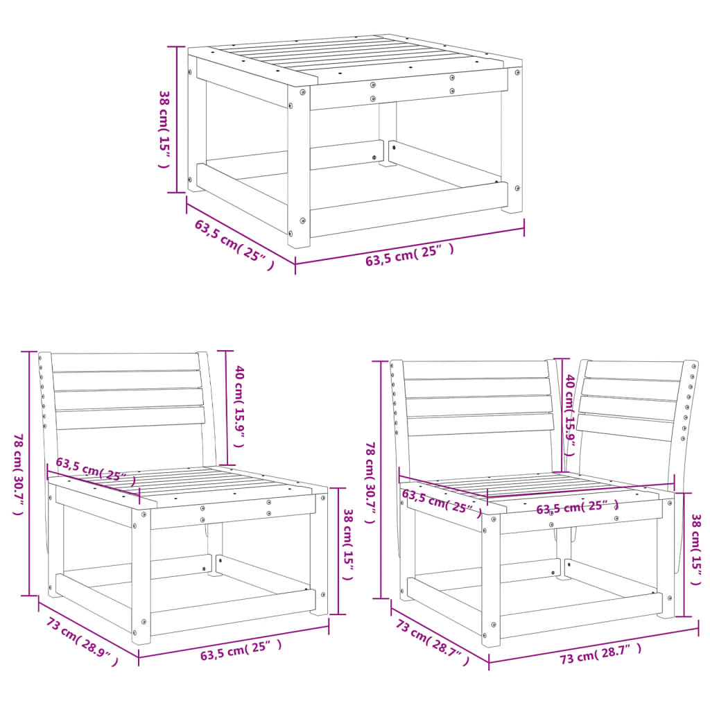 Garden Lounge Set | White | Solid Pine Wood | Medium | Modular