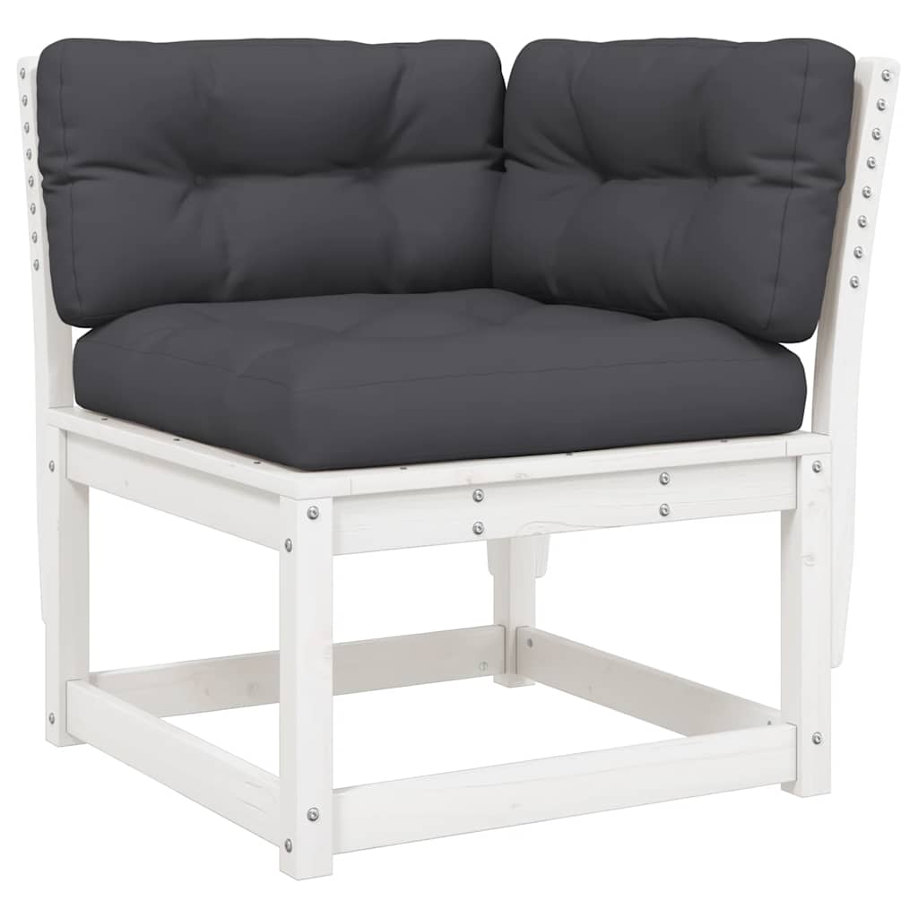 4 Piece Garden Lounge Set with Cushions White Solid Wood Pine